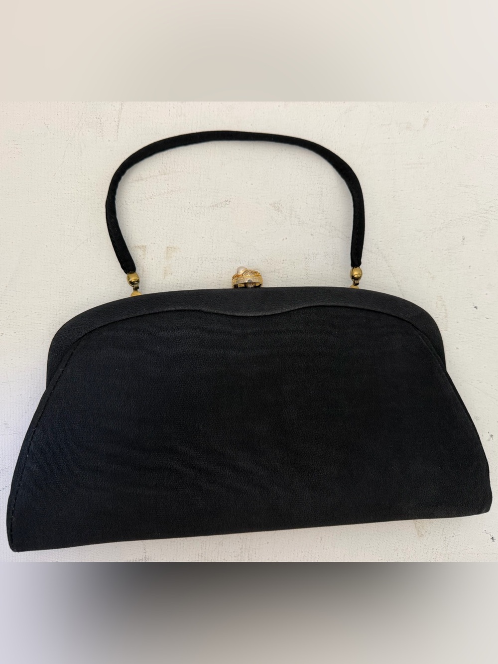1960’s Classic Black Women's Top-Handle Bag - Elegant Evening Handbag